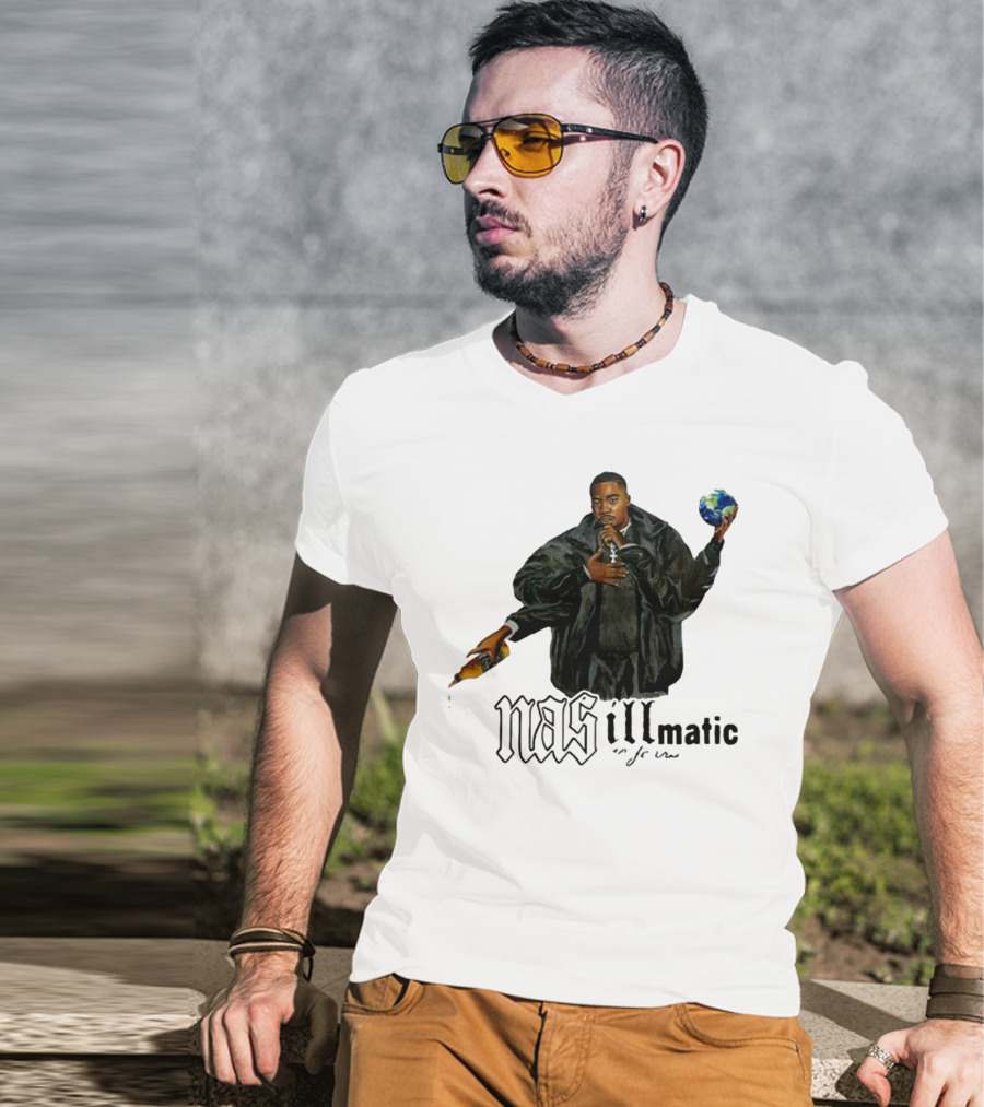Nasirjones Illmatic 30 Years Globe And Wine T-Shirt