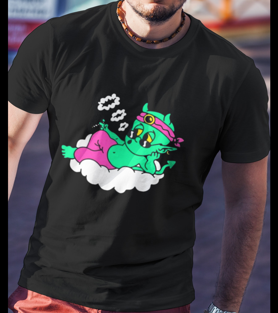 Supermega Funny Brothers Devils Lettuce Smoking Cartoon Demon Cloud T-Shirt