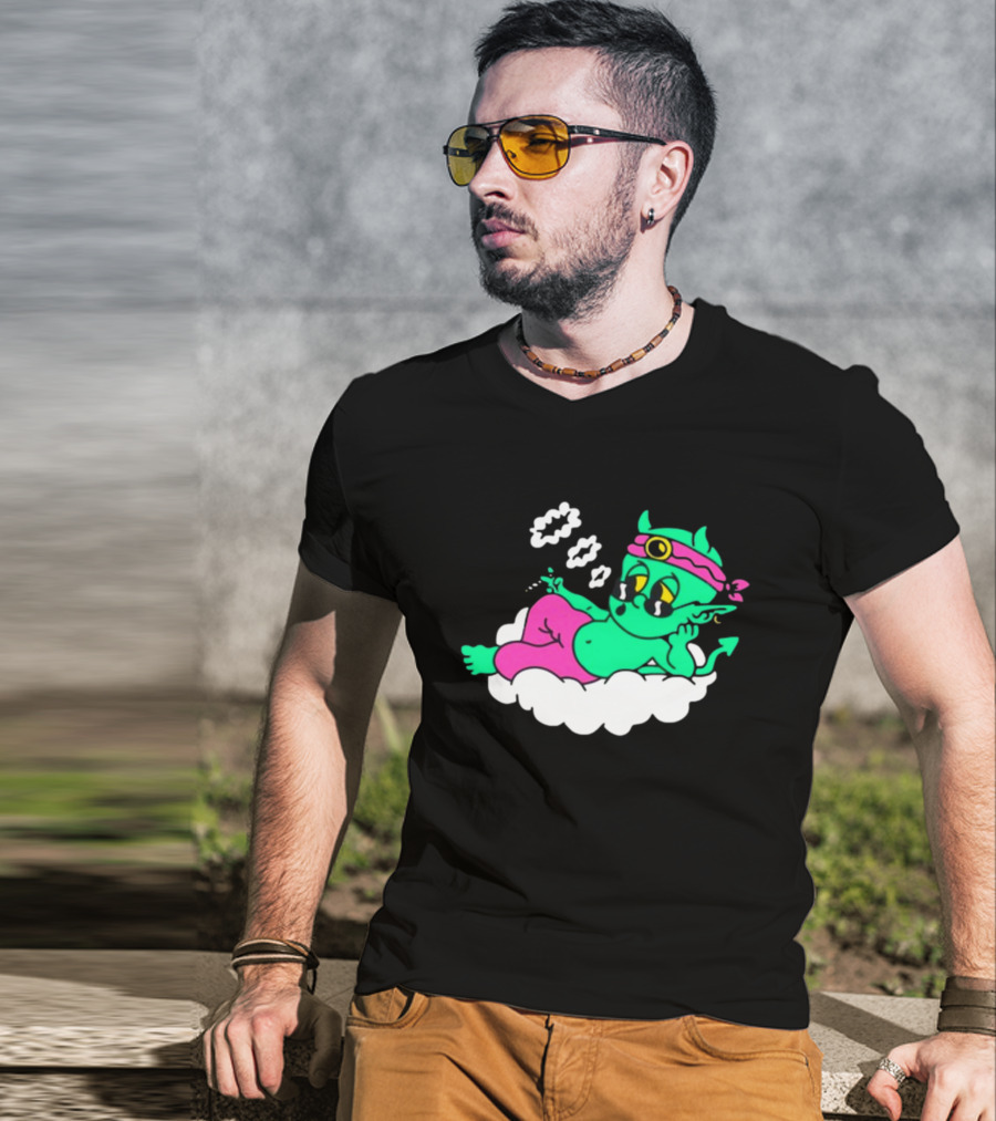Supermega Funny Brothers Devils Lettuce Smoking Cartoon Demon Cloud T-Shirt