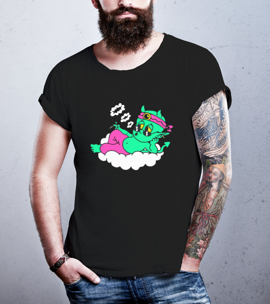 Supermega Funny Brothers Devils Lettuce Smoking Cartoon Demon Cloud T-Shirt