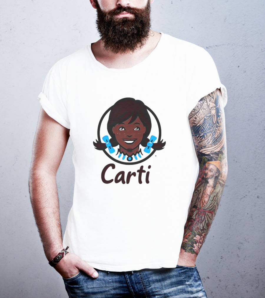 Wendy's Carti Dark Hair Blue Bow Circular T-Shirt