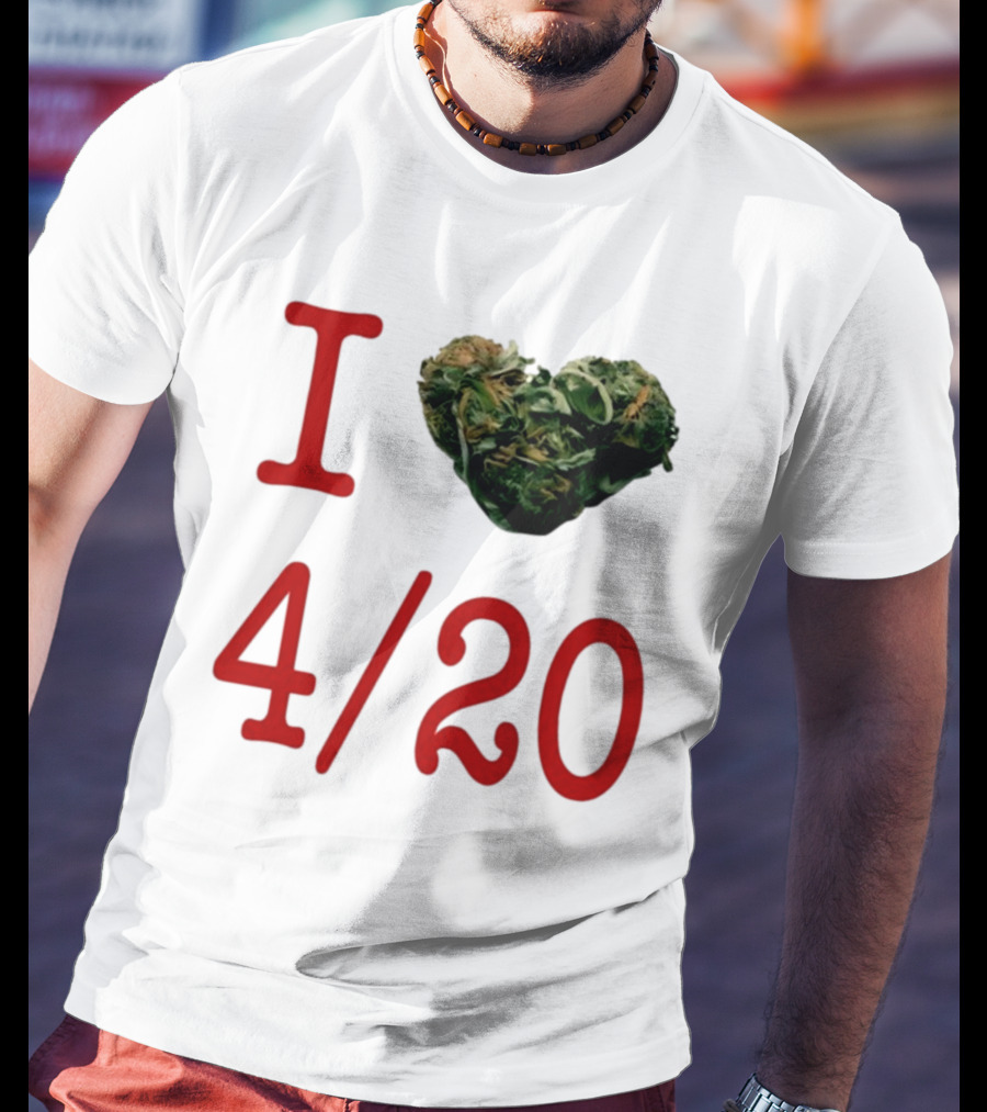 I Love 420 Day Heart Made Of Cannabis T-Shirt
