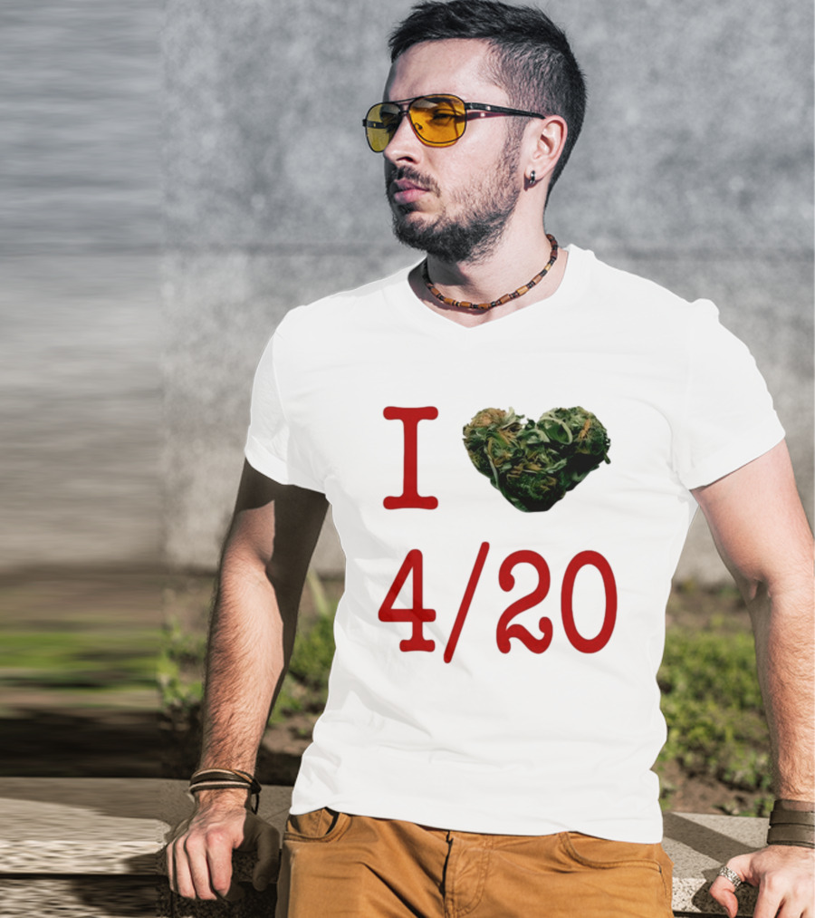 I Love 420 Day Heart Made Of Cannabis T-Shirt