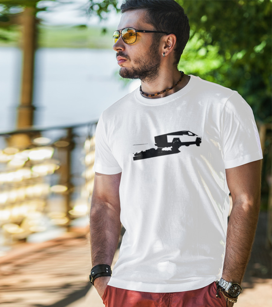 Cybertruck Foundation Monochrome Outline Futuristic Vehicle T-Shirt