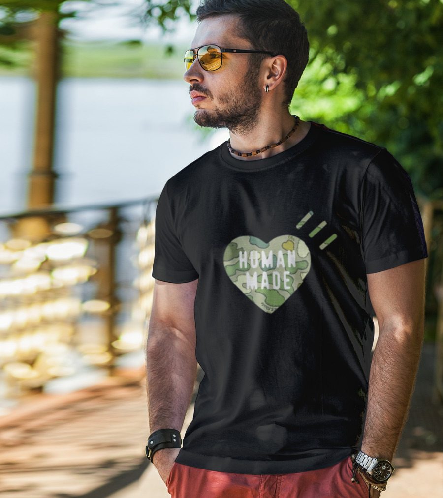 HUMAN MADE Camo Heart Kaws Collaboration T-Shirt
