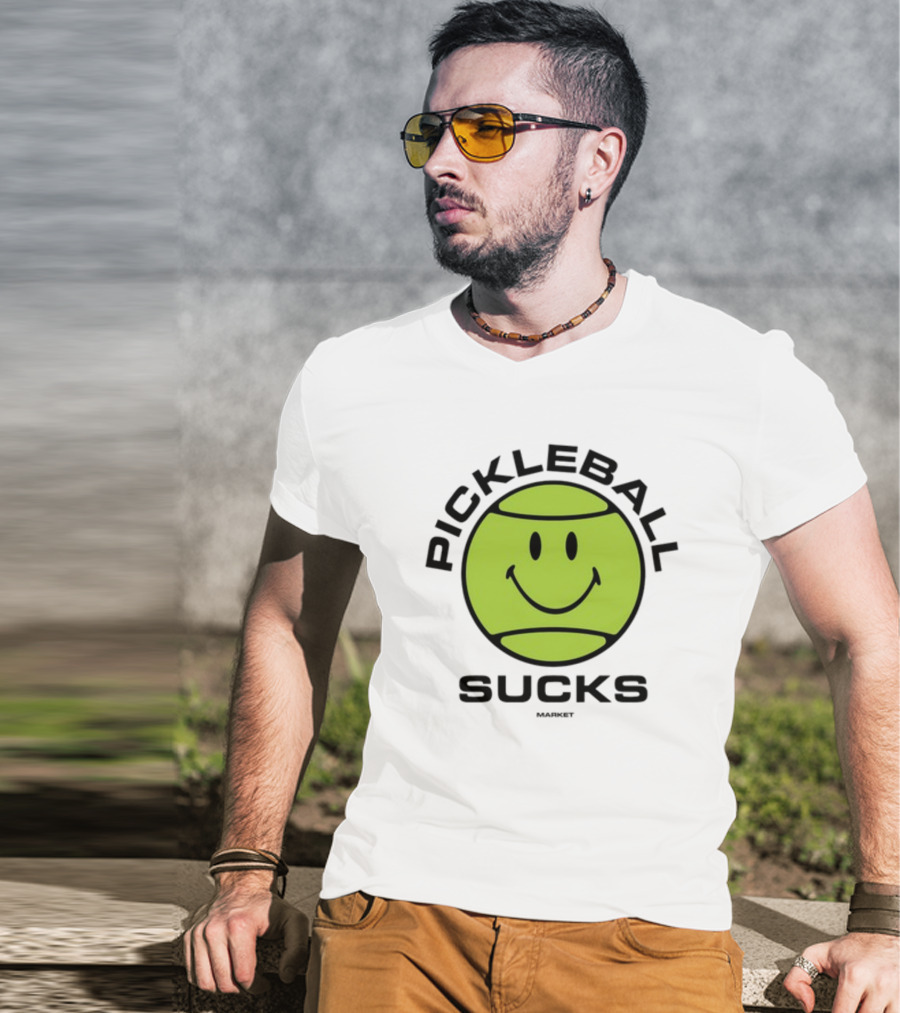 Marketstudios Smiley Pickleball Sucks T-Shirt