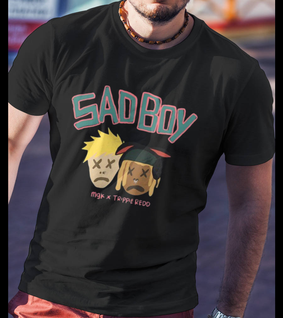 SAD BOY MGK X TRIPPIE REDD Cartoon Faces T-Shirt