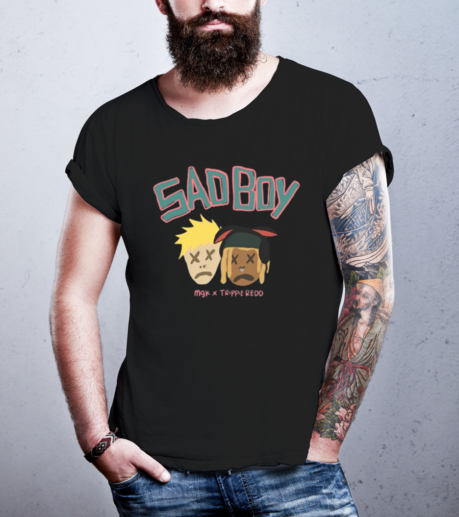 SAD BOY MGK X TRIPPIE REDD Cartoon Faces T-Shirt