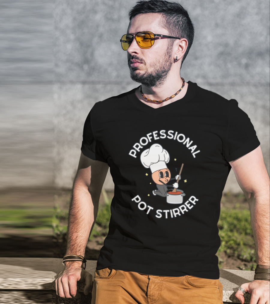 Doublecrossco Professional Pot Stirrer Chef Whimsical Cooking T-Shirt