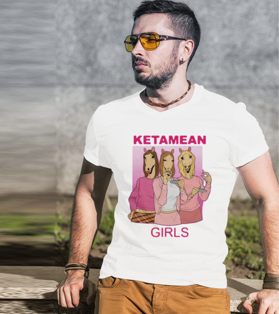 Ketamean Girls Horse Head Trio In Pink Outfits T-Shirt