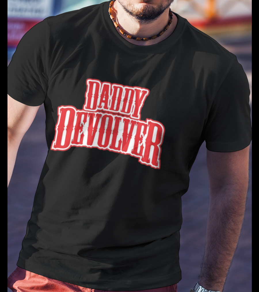 Daddy Devolver Red Western Typography T-Shirt