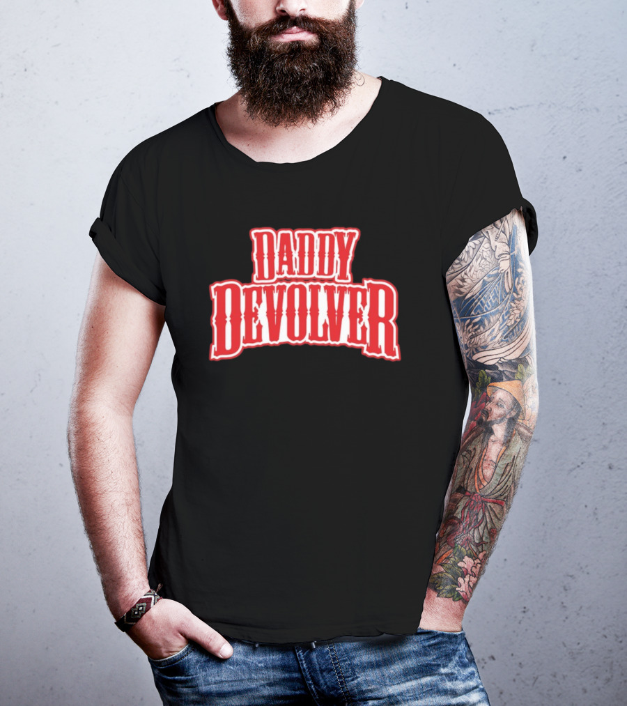 Daddy Devolver Red Western Typography T-Shirt