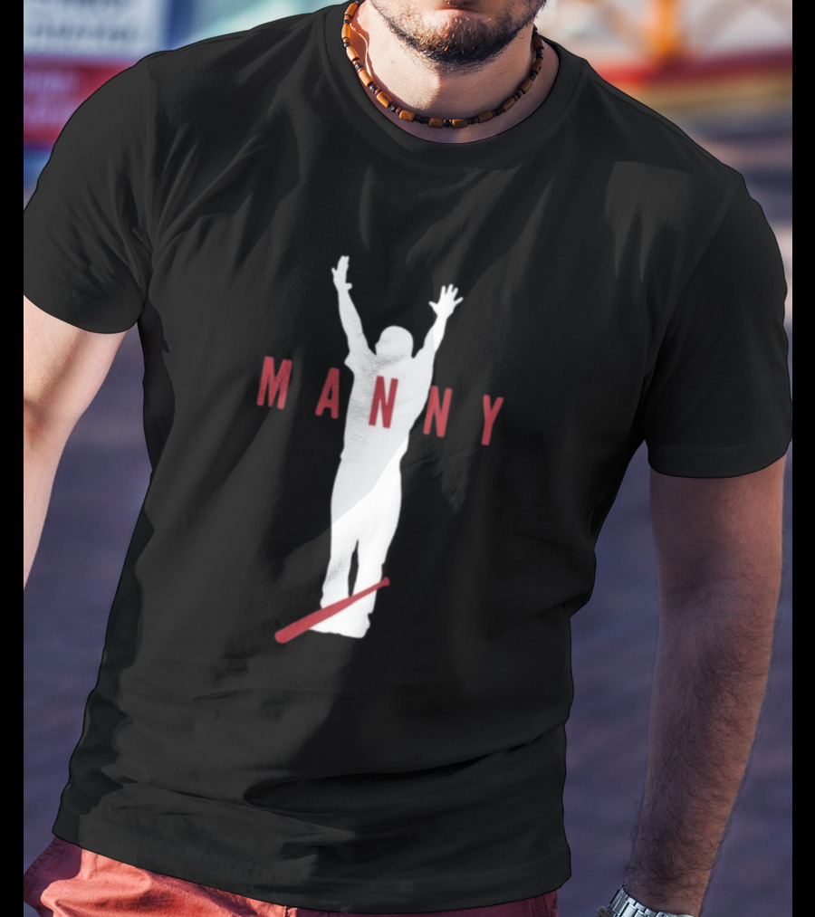 Manny Celebration Silhouette With Red Bat T-Shirt