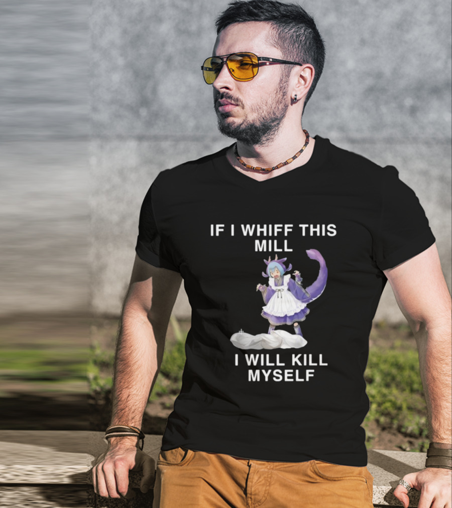 Noelle Laundry Dragonmaid If I Whiff This Mill I Will Kill Myself Anime Character Maid Outfit Purple Tail T-Shirt