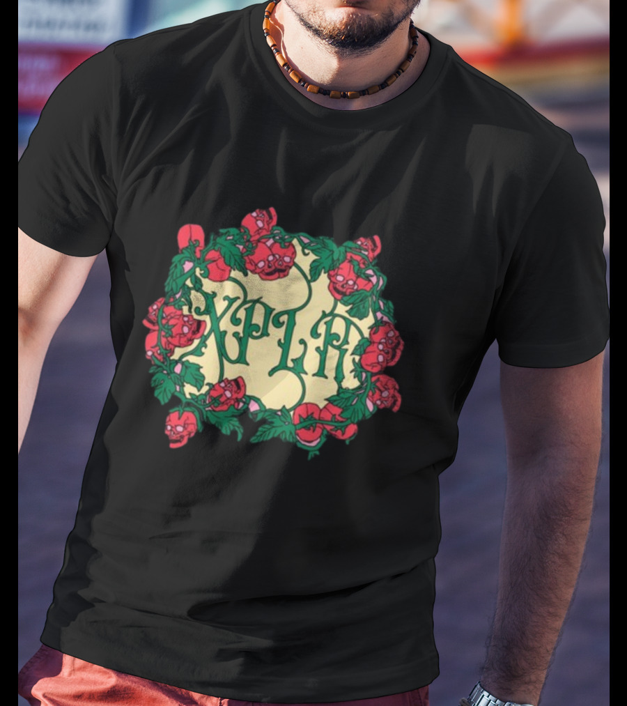 Shopxplr Skull Wreath XPLR Floral Skull T-Shirt