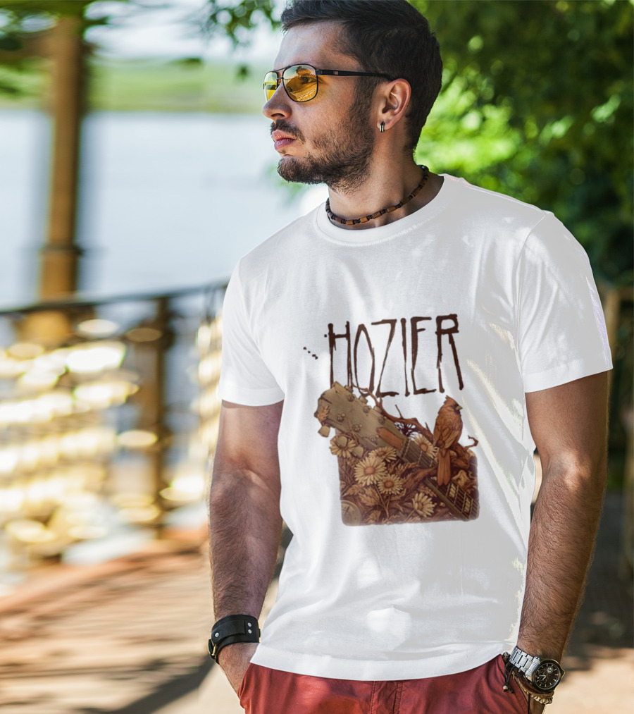 Hozier Jacksonville May 7 Show Guitar And Floral Bird T-Shirt