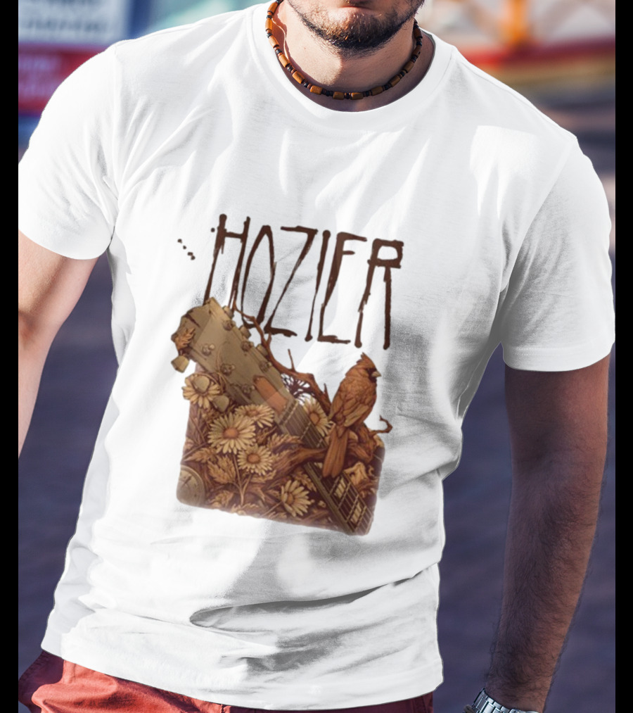Hozier Jacksonville May 7 Show Guitar And Floral Bird T-Shirt