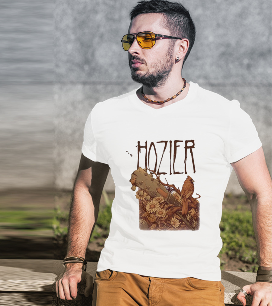Hozier Jacksonville May 7 Show Guitar And Floral Bird T-Shirt