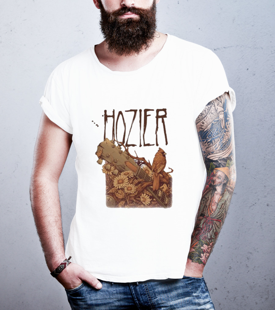 Hozier Jacksonville May 7 Show Guitar And Floral Bird T-Shirt