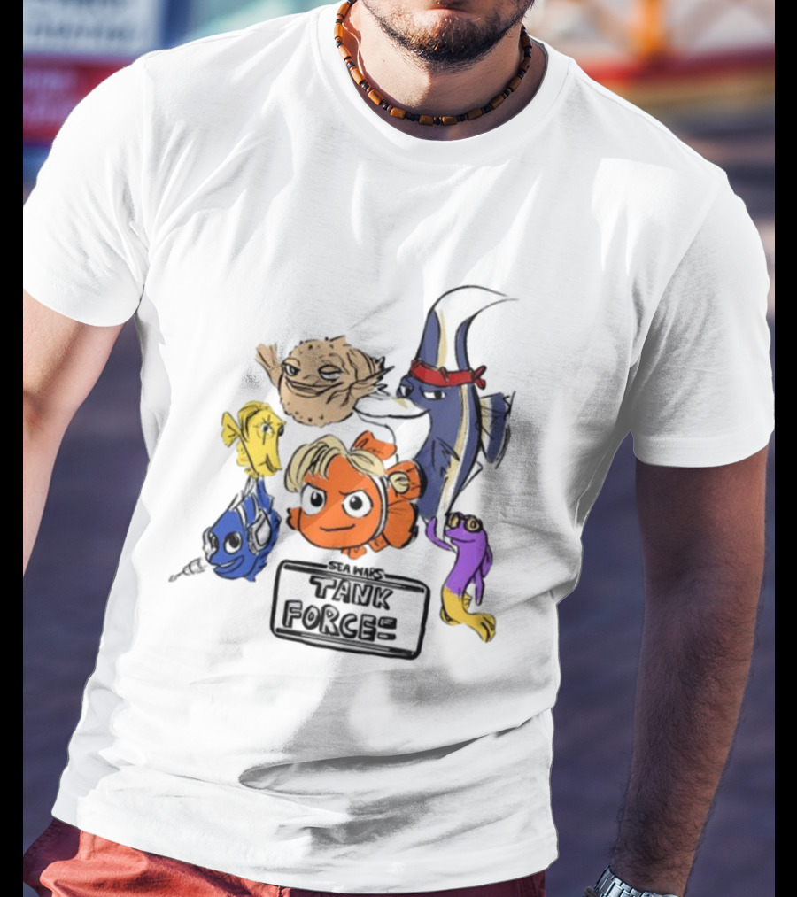 Sea Wars Tank Force Cartoon Fish Characters T-Shirt