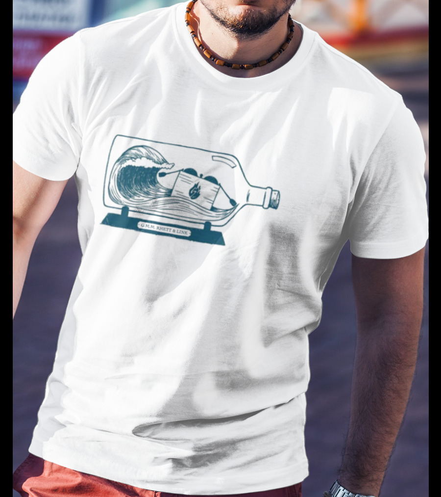 Gmm Set In A Bottle Wave And Deck Of Cards Inside Glass Vessel T-Shirt