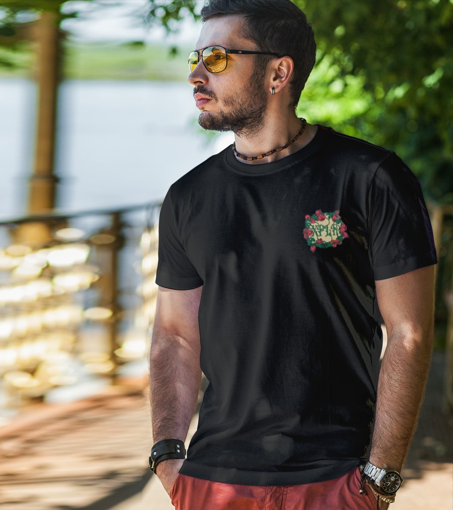 XPLR Floral Skull Wreath Roses T-Shirt