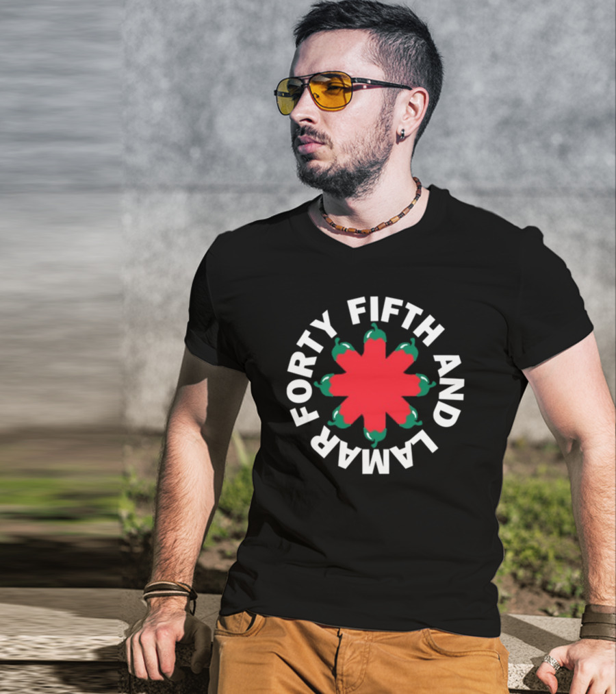 Forty Fifth And Lamar Red Green Starburst T-Shirt
