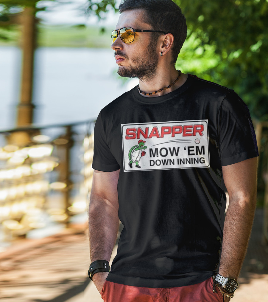 Snapper Mow 'Em Down Inning Baseball Turtle T-Shirt