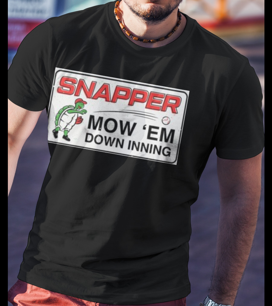 Snapper Mow 'Em Down Inning Baseball Turtle T-Shirt