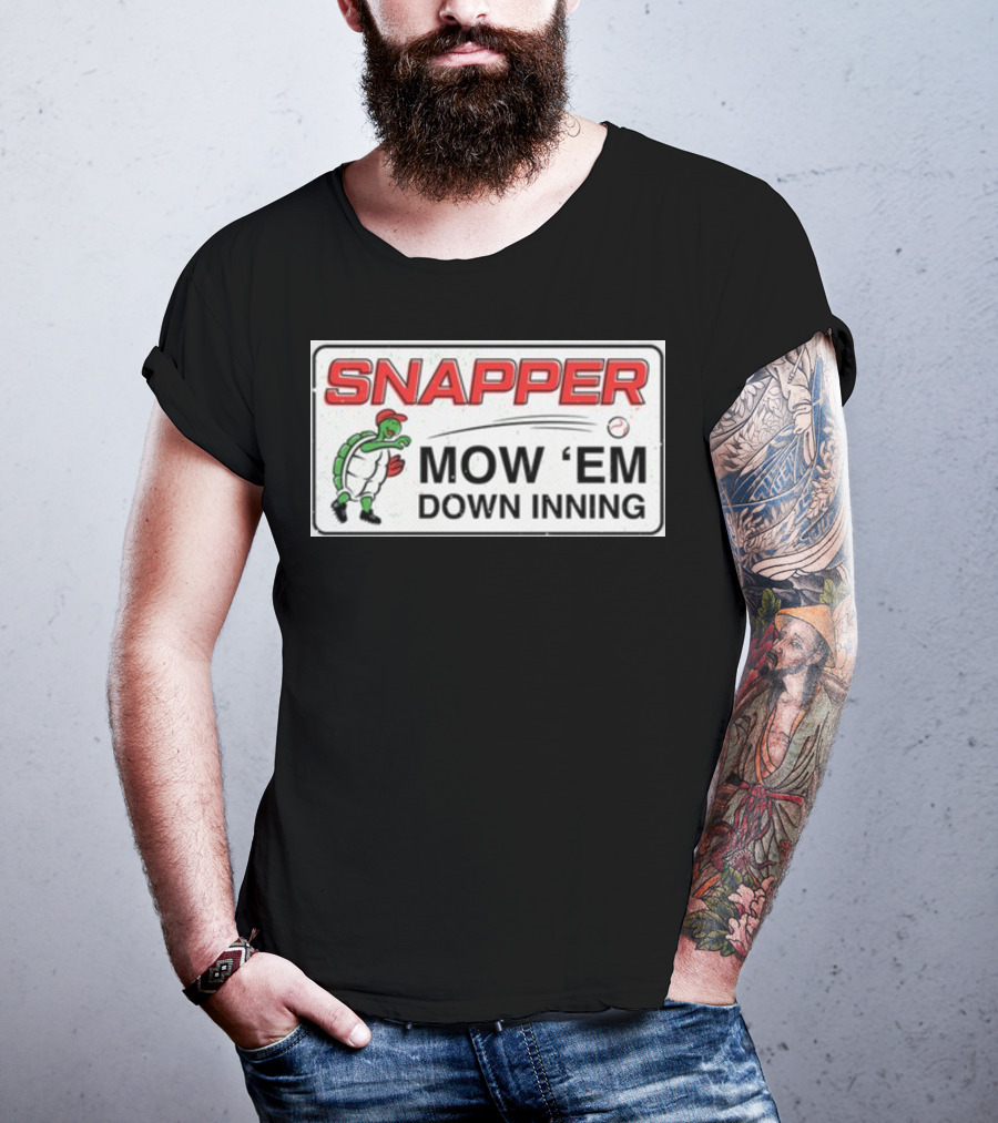 Snapper Mow 'Em Down Inning Baseball Turtle T-Shirt