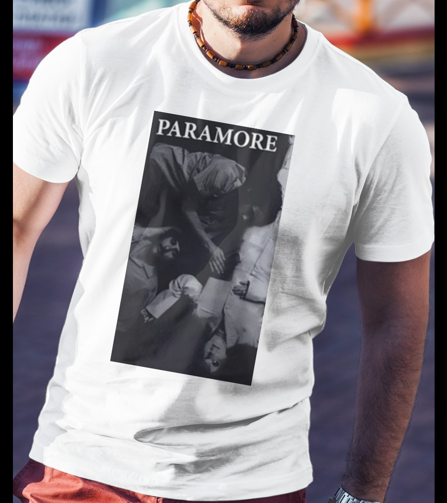 Paramore Black And White Band Photo Trio Lying Down T-Shirt