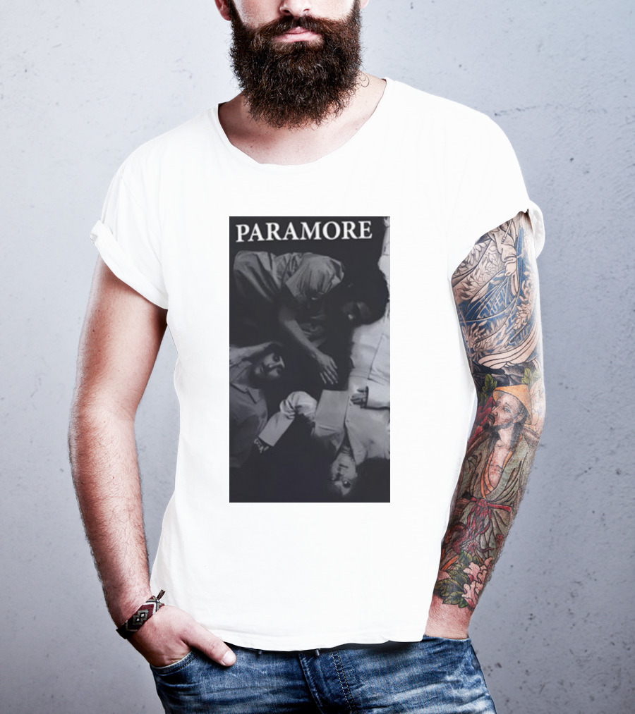 Paramore Black And White Band Photo Trio Lying Down T-Shirt
