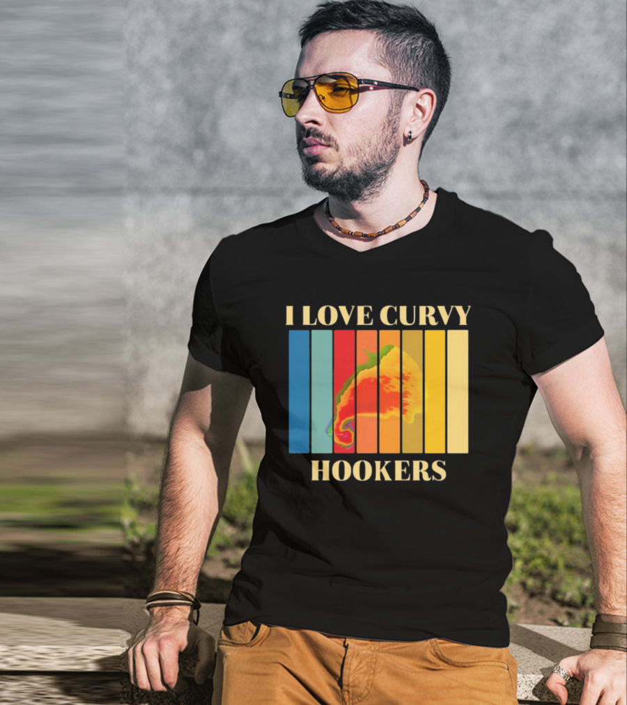 I Love Curvy Hookers Multicolored Abstract Stripes T-Shirt