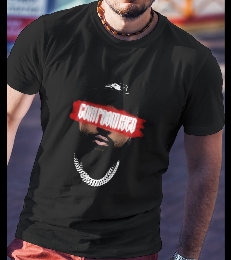 DjAkademiks Compromised Red Text Black Hat Chain T-Shirt