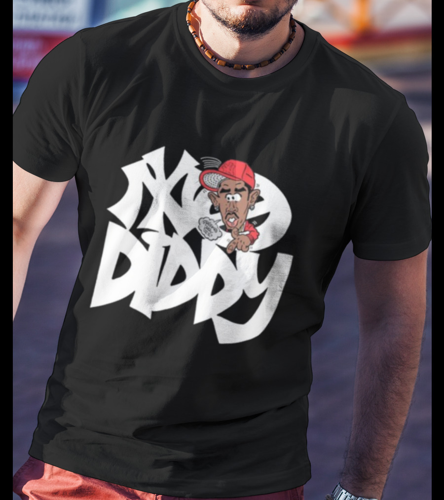 Bad Boy Red Cap Diddy With Graffiti Style Text And Cartoon Character T-Shirt