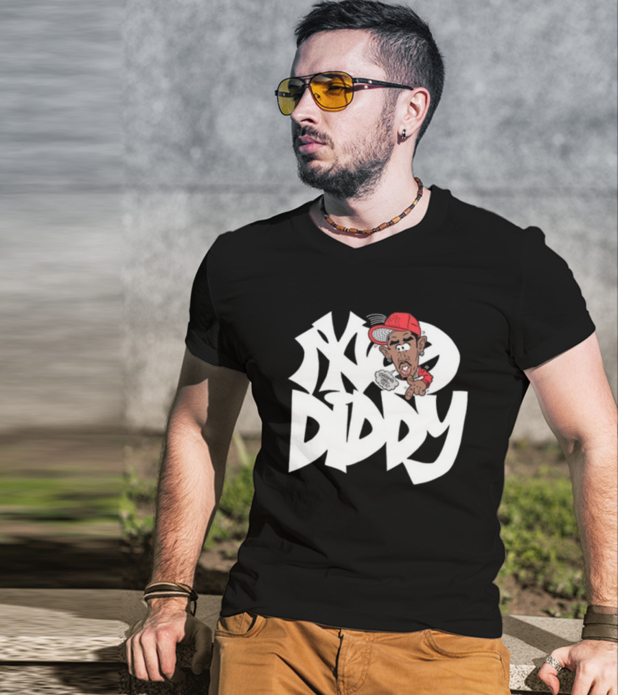 Bad Boy Red Cap Diddy With Graffiti Style Text And Cartoon Character T-Shirt