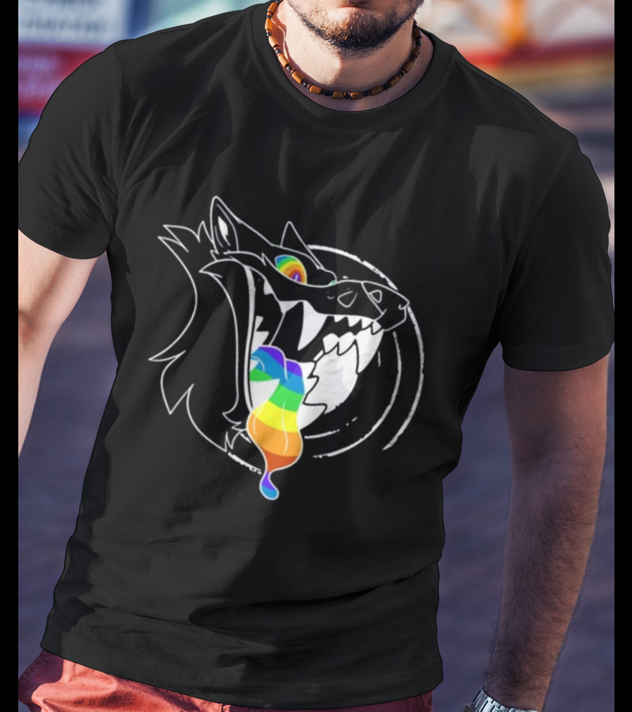 Slosh.Dog Prismaw Rainbow Wolf T-Shirt