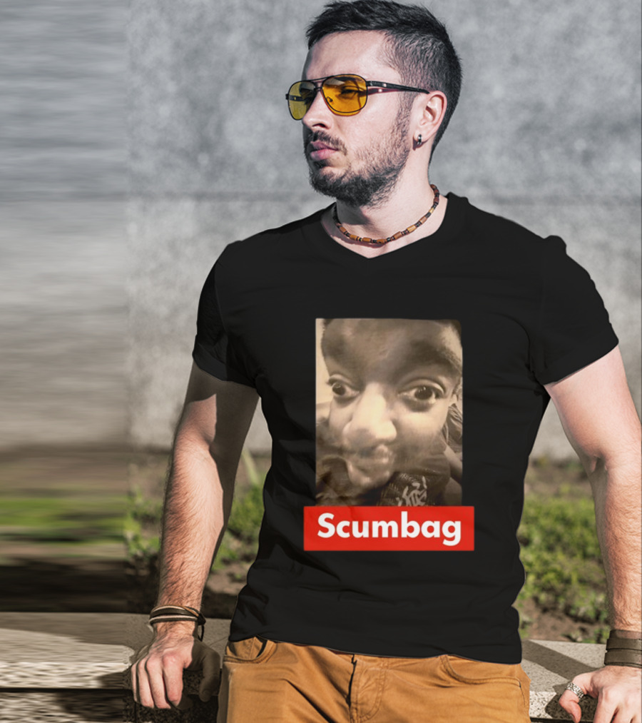Scumbag Distorted Face Black And White Photo T-Shirt