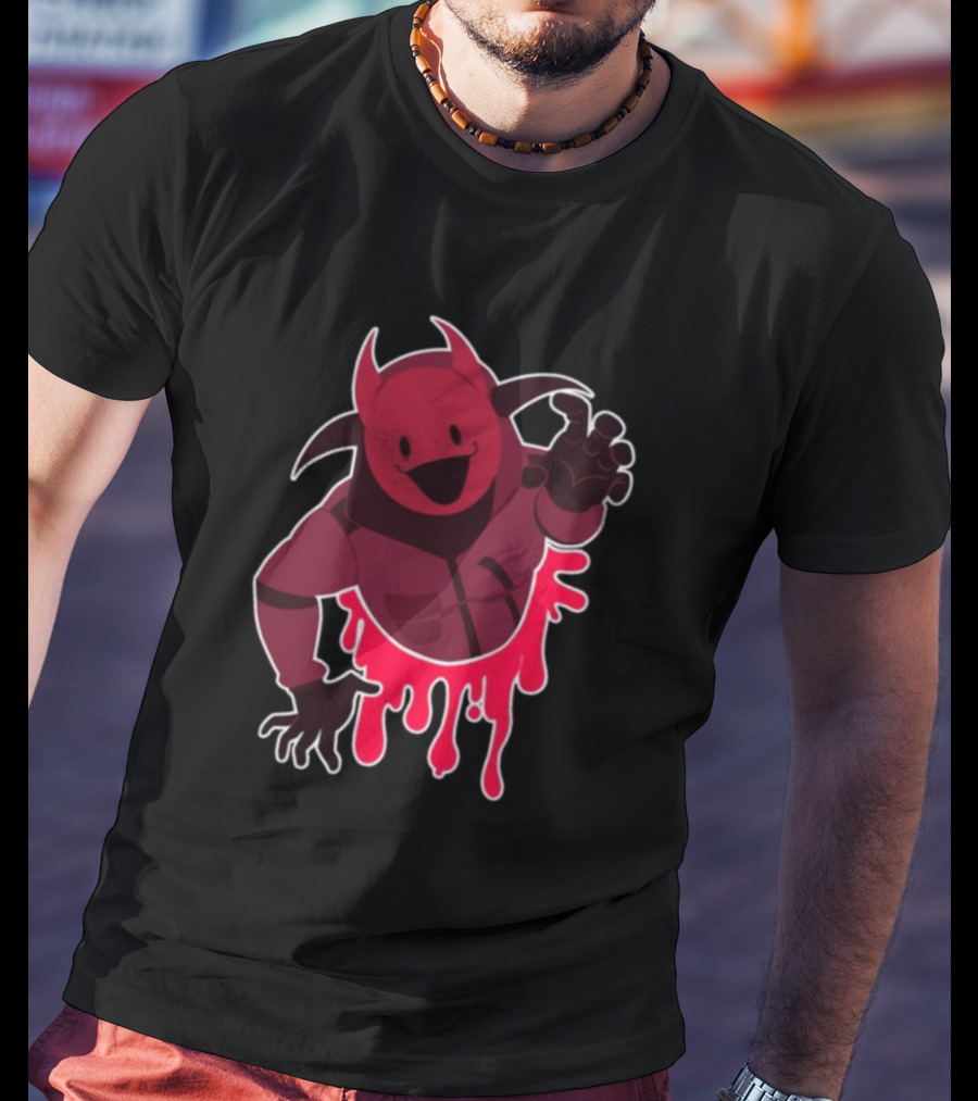 Reddsmess Get Over Here Dripping Red Demon Suit Character T-Shirt