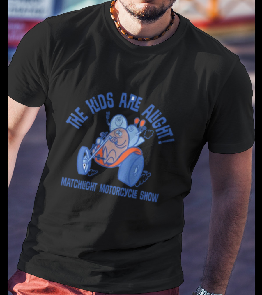 The Kids Are Alright Fartco Matchlight Motorcycle Show Cartoon Characters Riding Tricycle T-Shirt