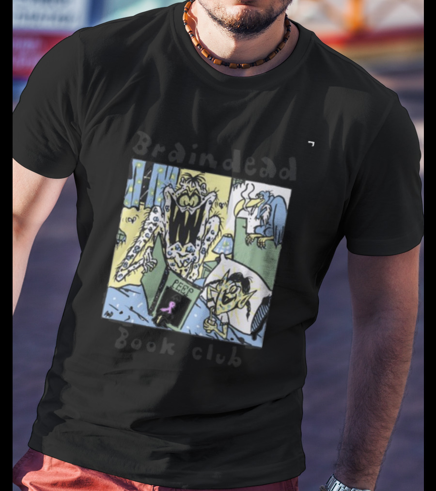 Wearebraindead Brain Dead Book Club Monster Peep Comic Panel T-Shirt