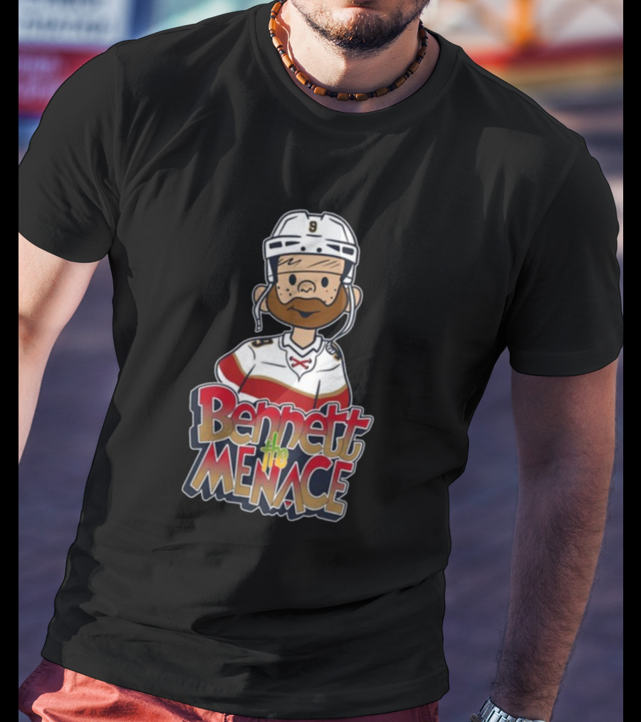 Bennett The Menace Illustrated Hockey Player Character T-Shirt