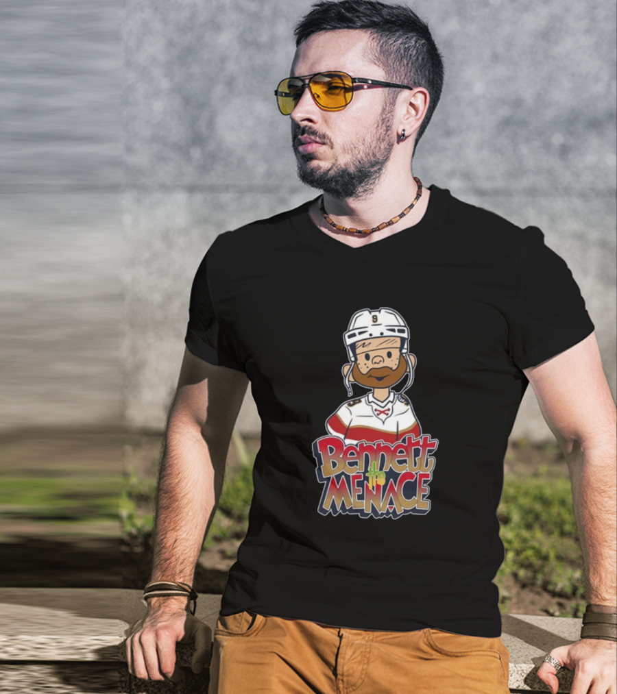 Bennett The Menace Illustrated Hockey Player Character T-Shirt