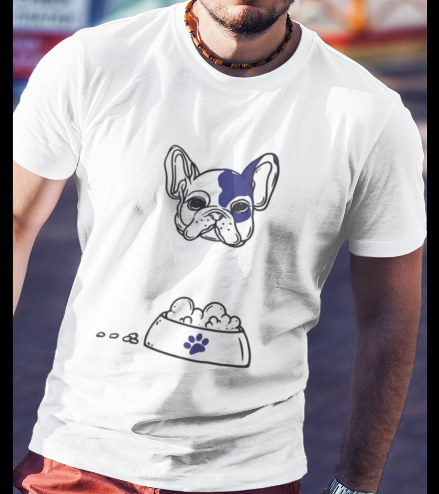 Dog Don't Play With My Food French Bulldog And Paw Print Bowl T-Shirt
