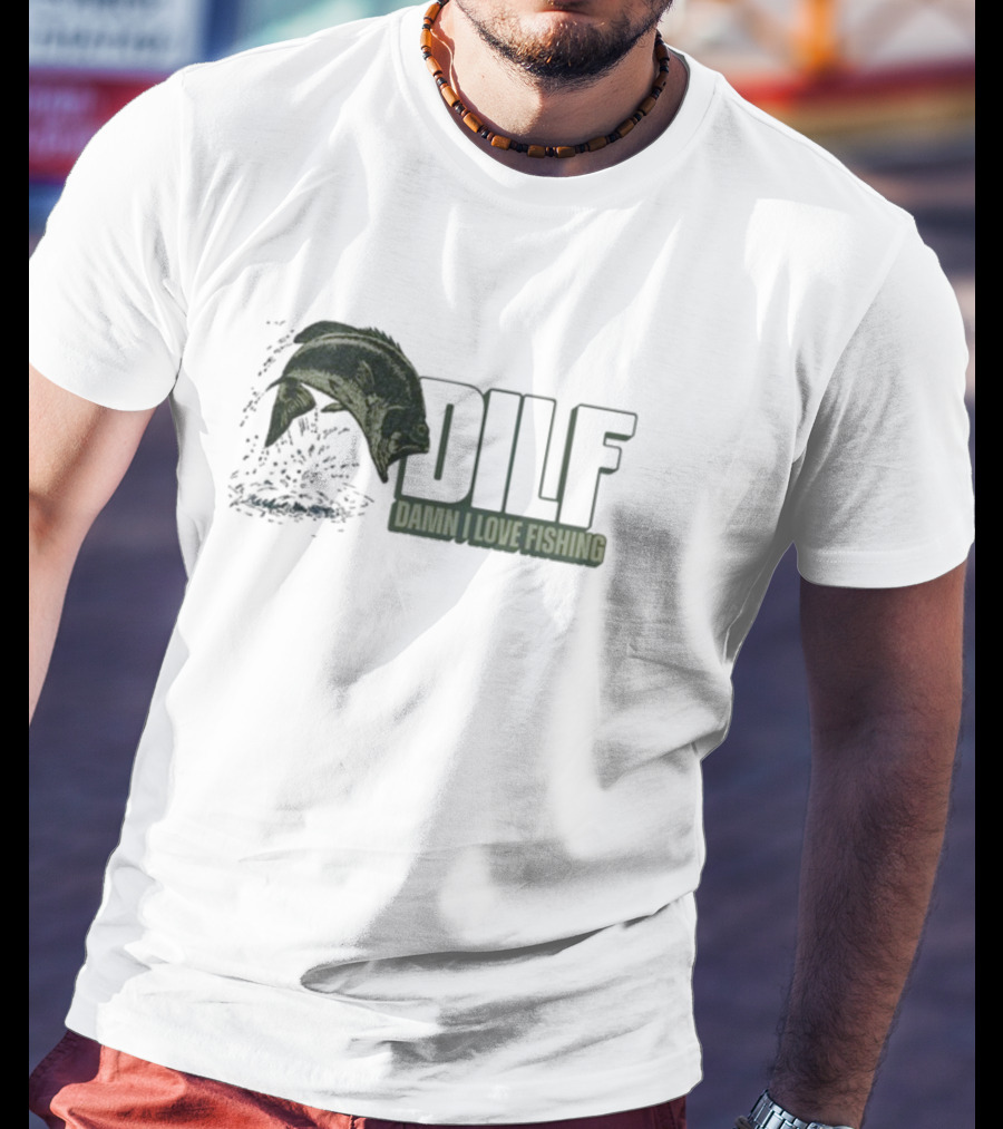 Middleclassfancy Dilf Damn I Love Fishing Jumping Fish T-Shirt