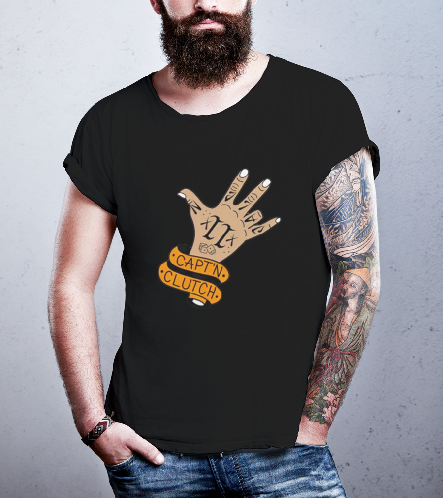 My Business Man Capt'n Clutch Hand Tattoo Numerals Banner T-Shirt