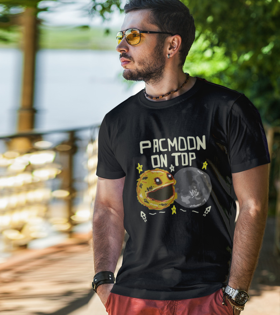 Pacmoon On Top Pacman And Moon With Stars And Arrows T-Shirt
