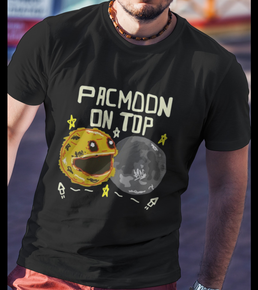 Pacmoon On Top Pacman And Moon With Stars And Arrows T-Shirt