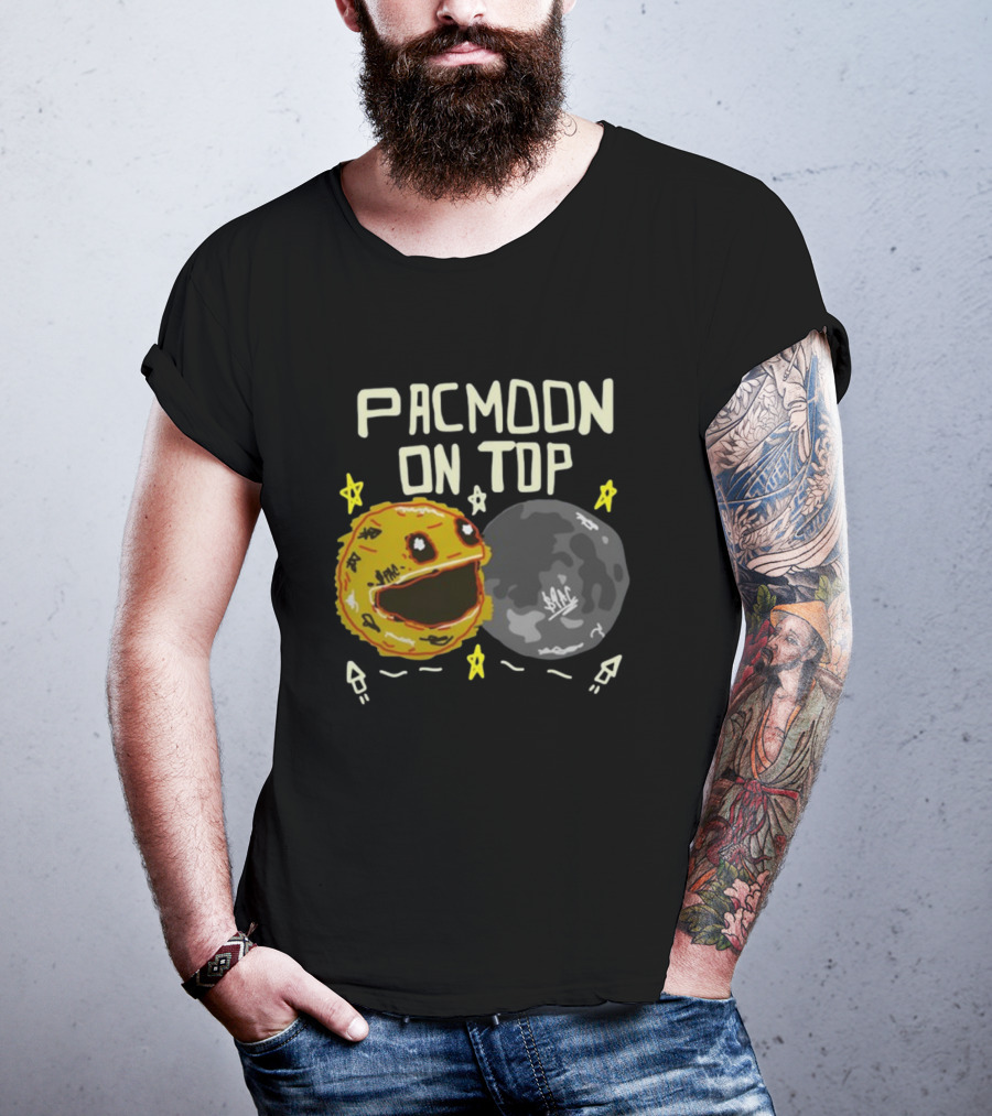 Pacmoon On Top Pacman And Moon With Stars And Arrows T-Shirt