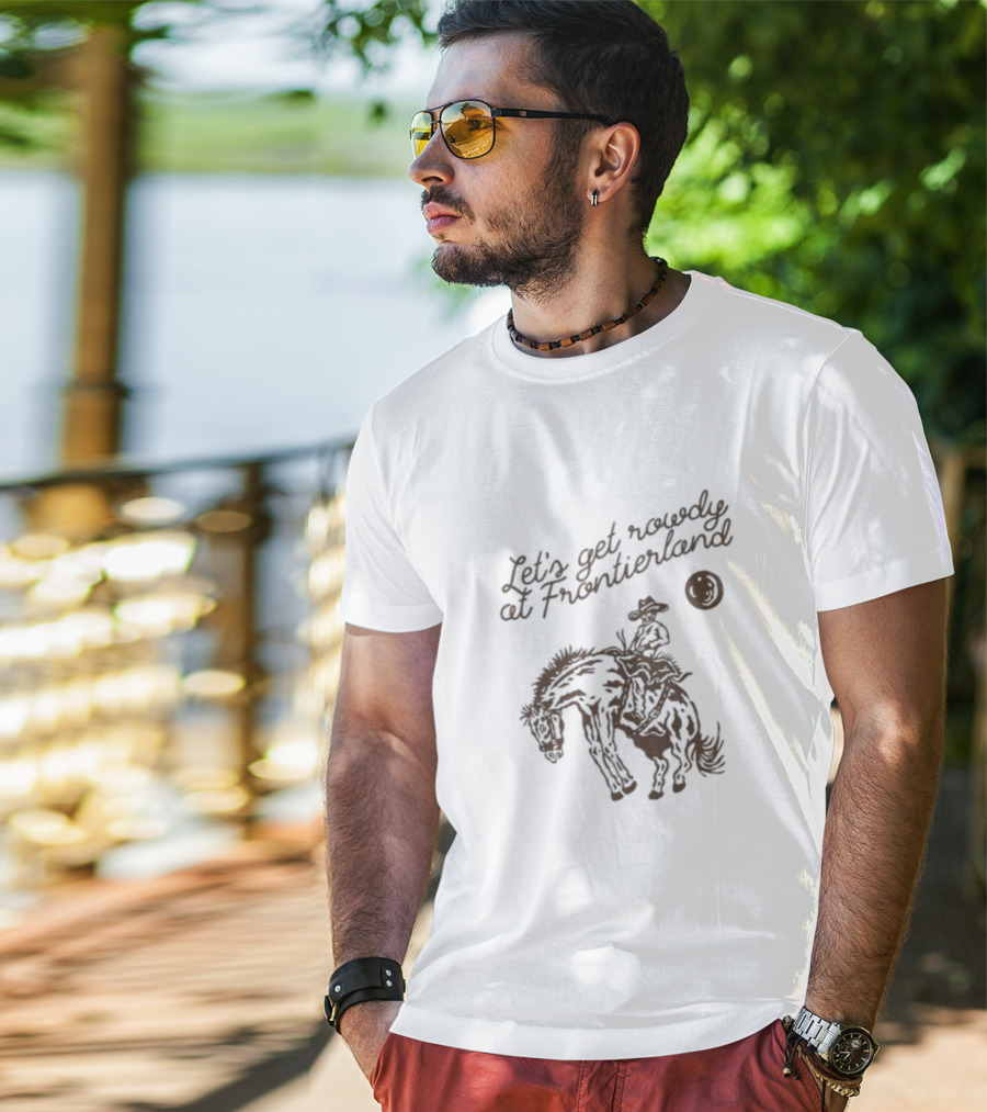 Adelaidesfort Store Let's Get Rowdy At Frontierland Cowboy And Horse Scene T-Shirt